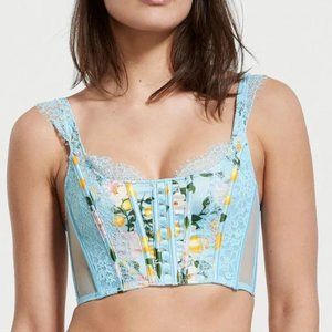 Victoria Secret Dream Angels Lace Unlined Corset top Lemon Print